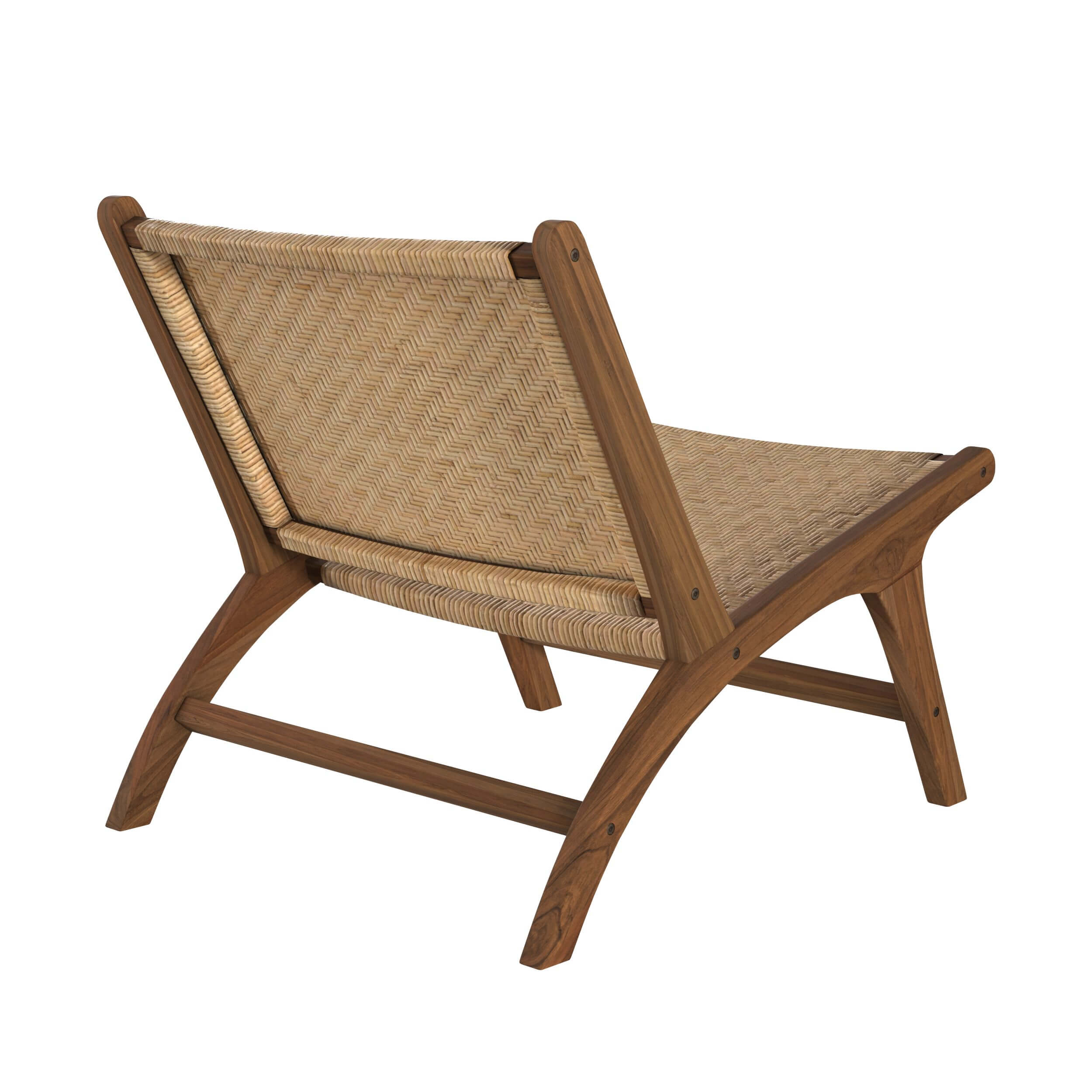 Kilka - Sillón De Madera De Teca Y Tejido De Ratán Chevron