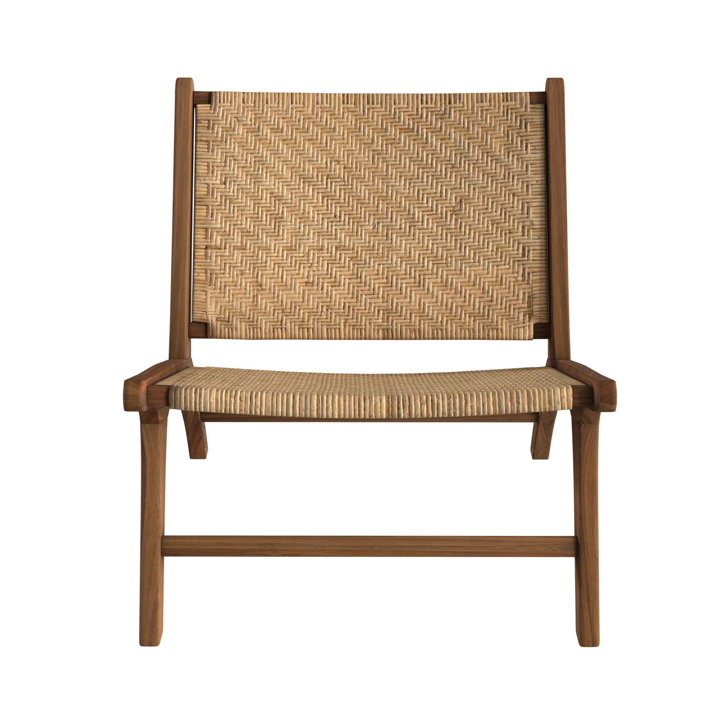 Kilka - Sillón De Madera De Teca Y Tejido De Ratán Chevron