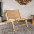 Kuna - Teak And Beige Woven Leather Armchair