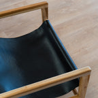 Apache - Sillón de Teca y Piel de Vaqueta Negra