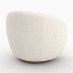 Naya - Swivel Armchair in White Bouclé Fabric