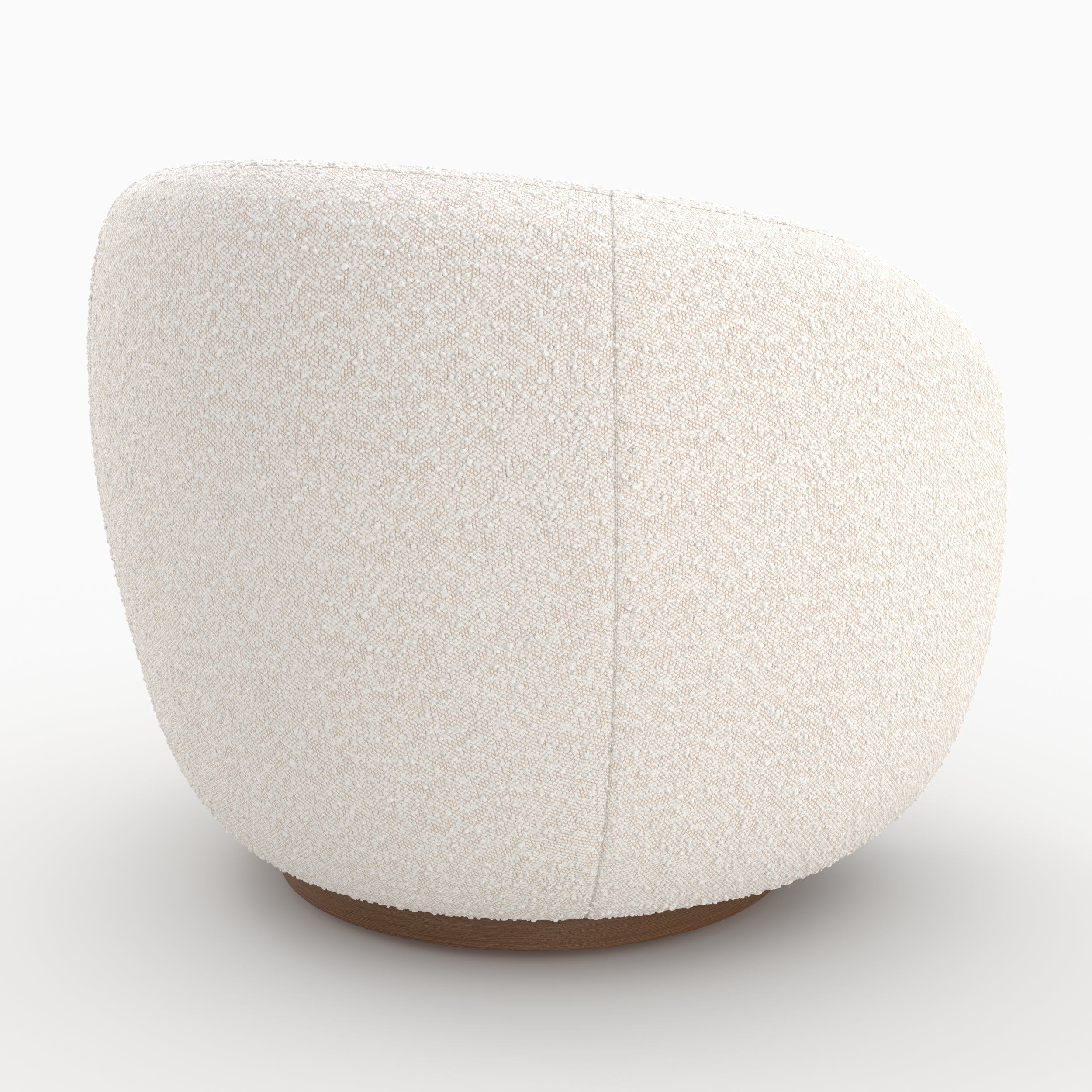 Naya - Swivel Armchair in White Bouclé Fabric