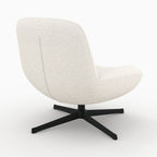 Elvis - Sillón giratorio de tela bouclé blanco roto