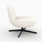 Elvis - Sillón giratorio de tela bouclé blanco roto