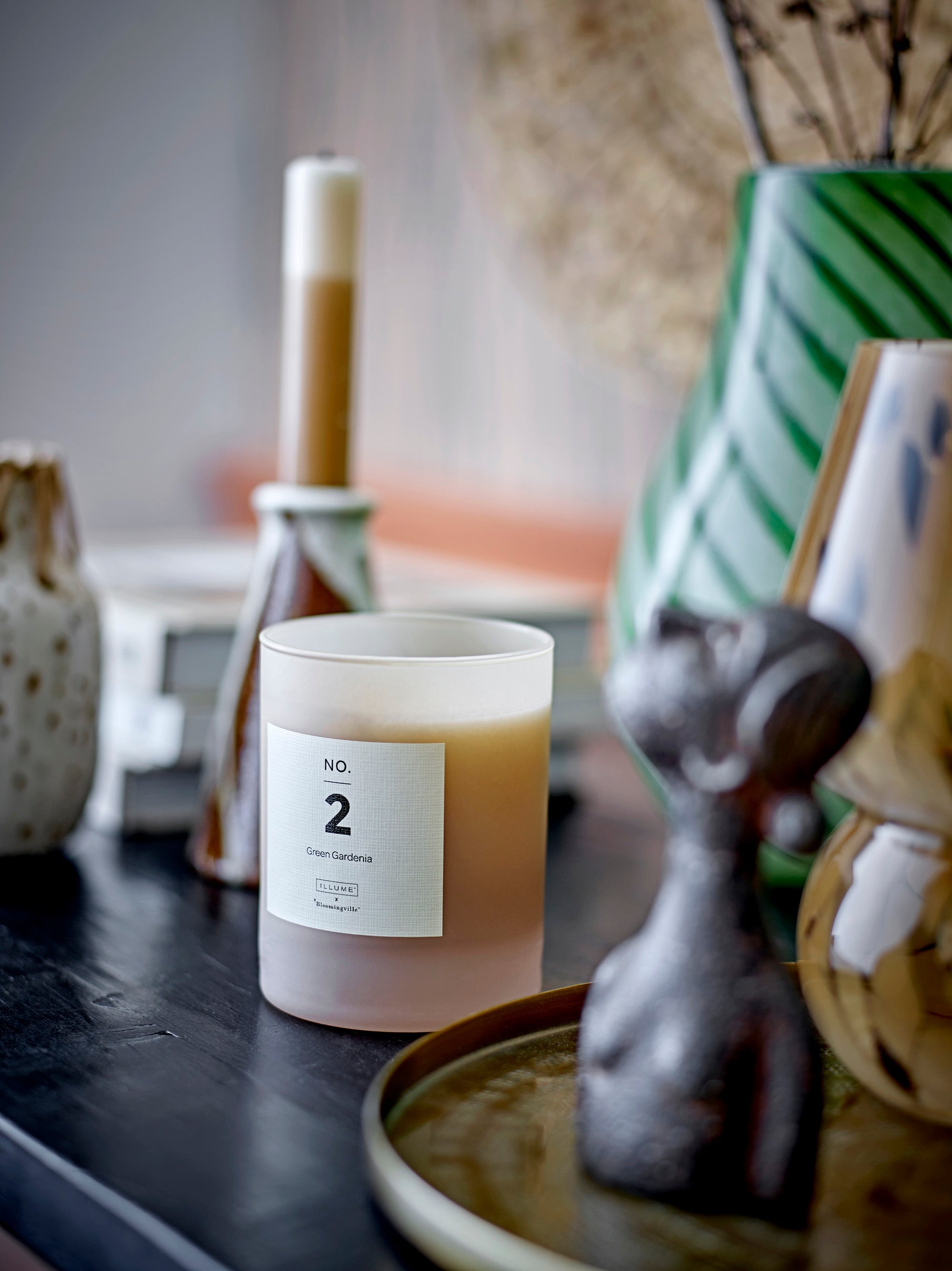No. 2 - Green Gardenia - Set of 6 Scented Candles - Powder Pink - Natural Wax