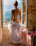 Pintura por números - Mujer desnuda y gran Sol