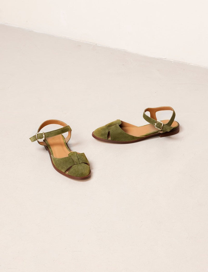 Sandalias planas Amandine - Oliva - Mujer