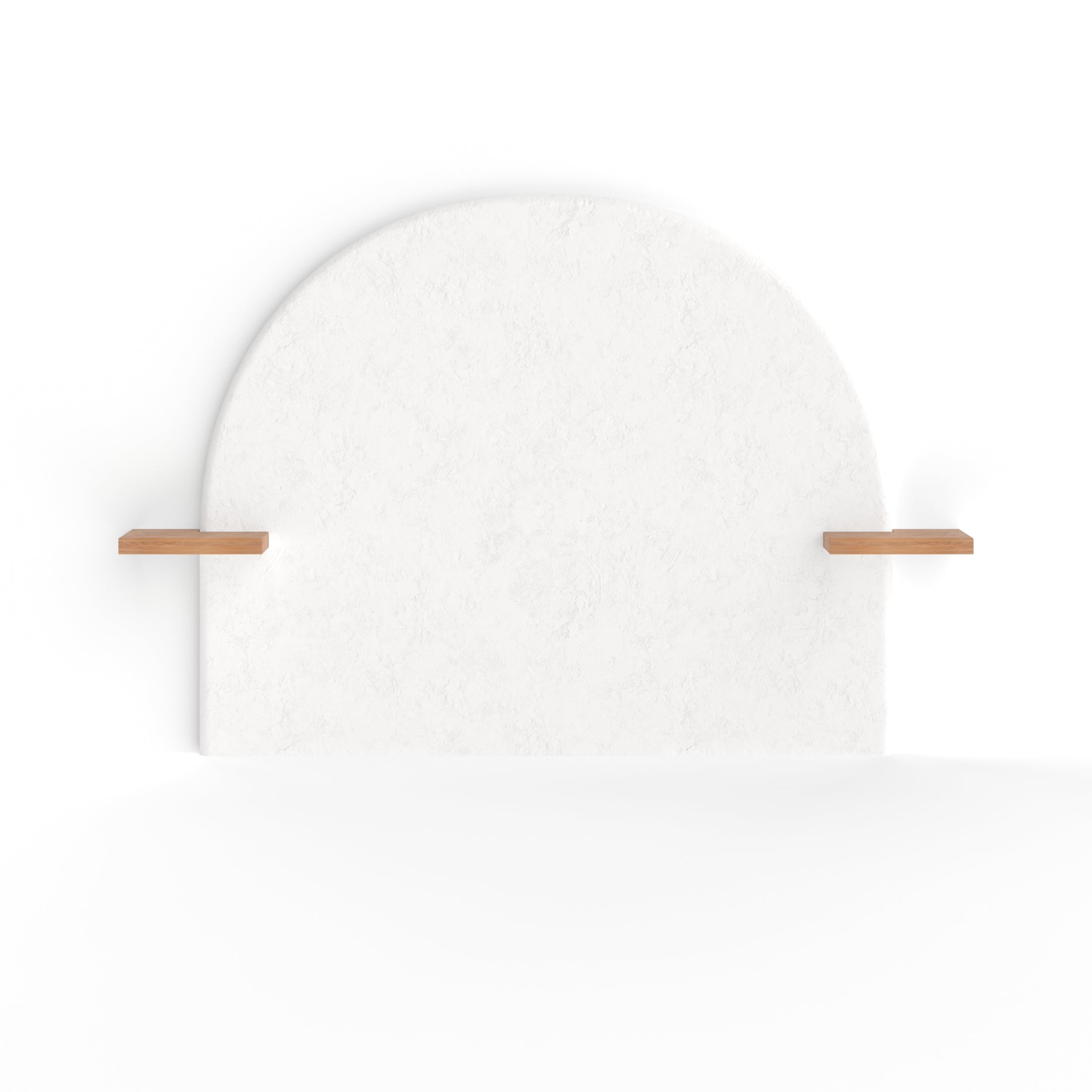 Fira - Tête De Lit En Plâtre Blanc Cassé Et Bois D'Acacia