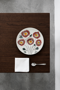 Midnight Flowers - Set of 2 Cappuccino Saucers - Bone China Porcelain - Anemone Milk