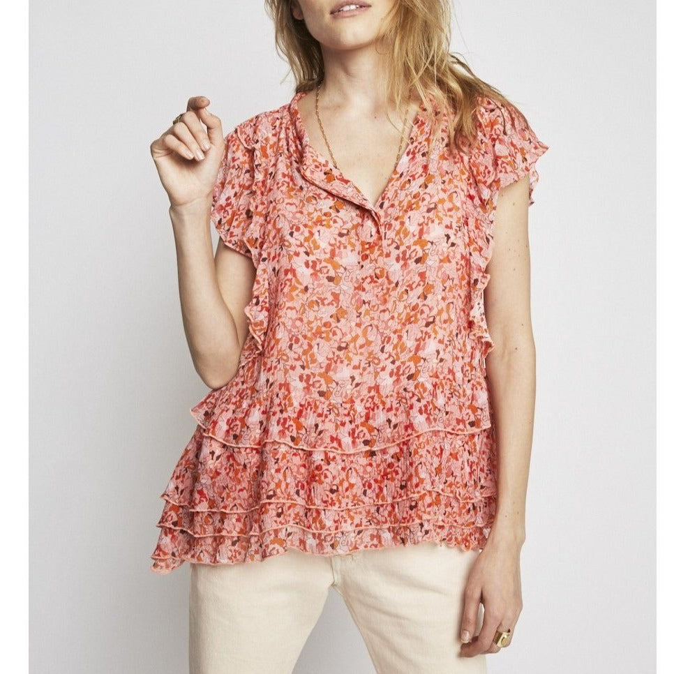 Berenice - Blouse Saumon Et Orange