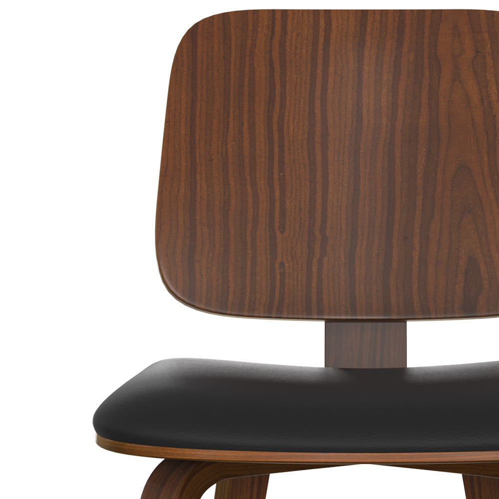 Flow - Set of 2 Chairs in Walnut Veneered Wood and Black Pu