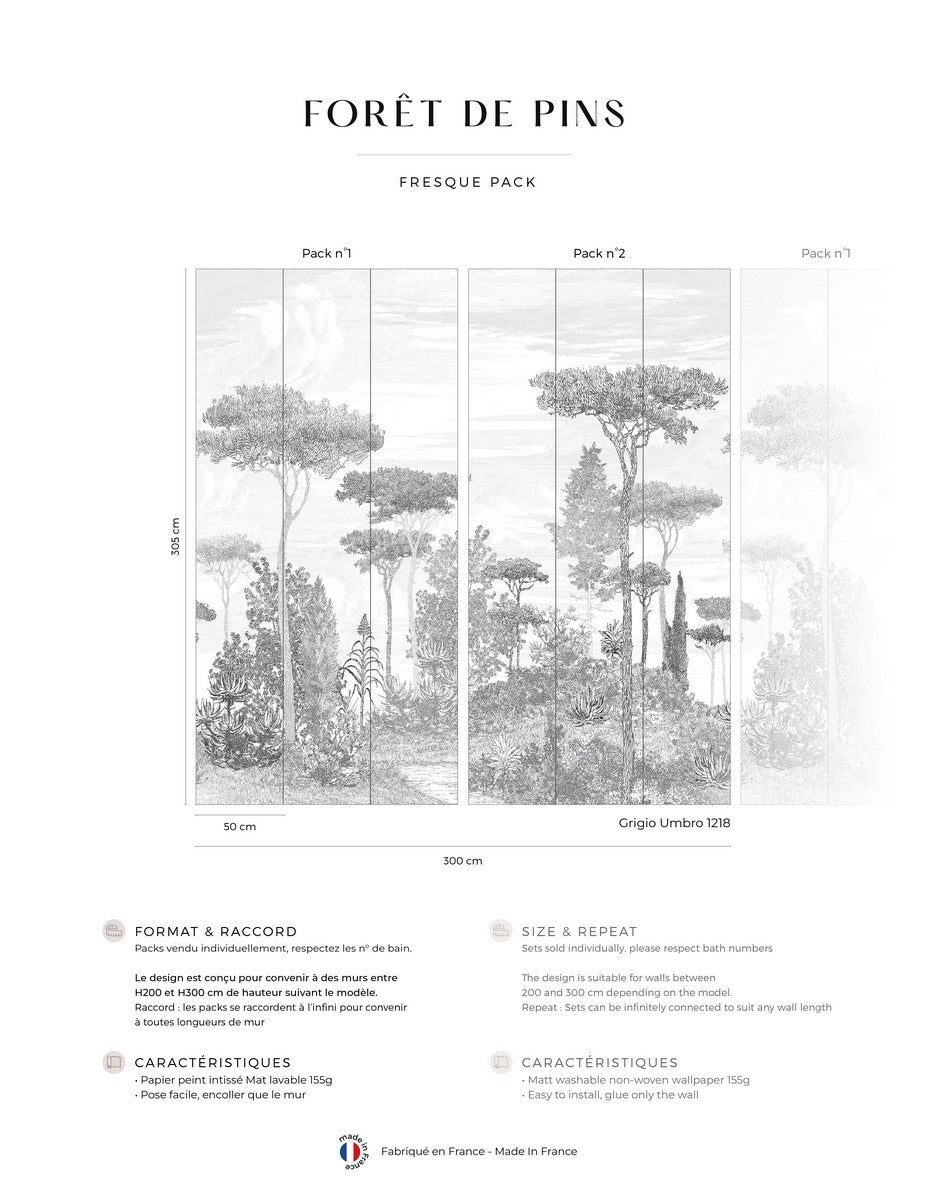 Mural Forêts De Pins - Grigio Umbro