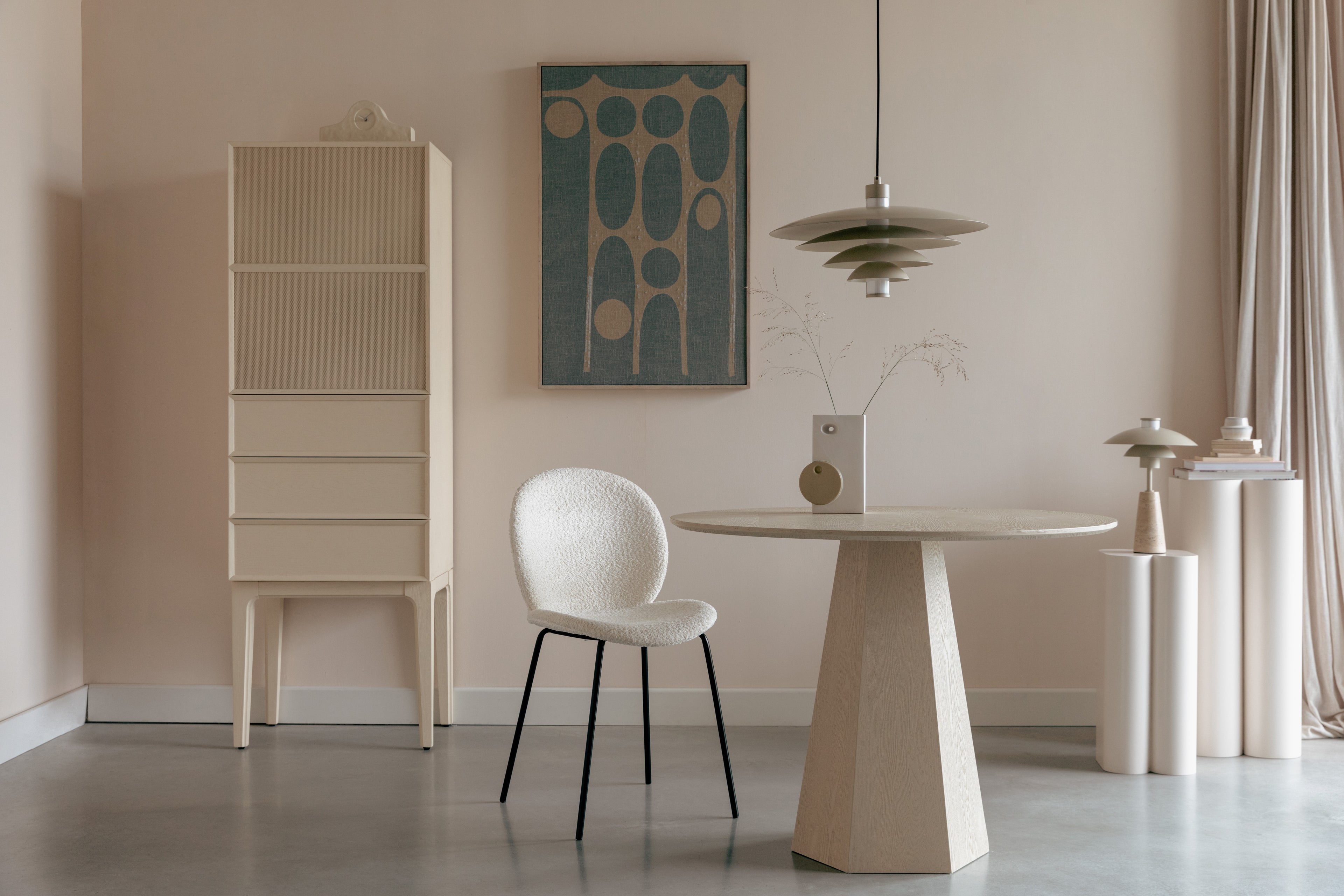 June 1 Porte 3 Tiroirs - Armoire - Chêne massif - Beige