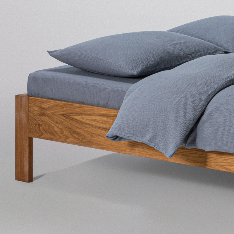 Drap Housse - En Gaze De Coton 185G/M² - Bleu Givre