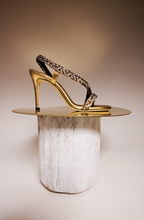 Ronda Gold High-Heel Asymmetric Sandal