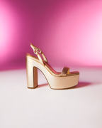 Catena Notte Gold Platform Slingback Sandal