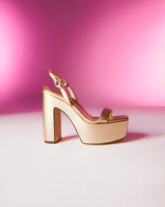 Catena Notte Gold Platform Slingback Sandal