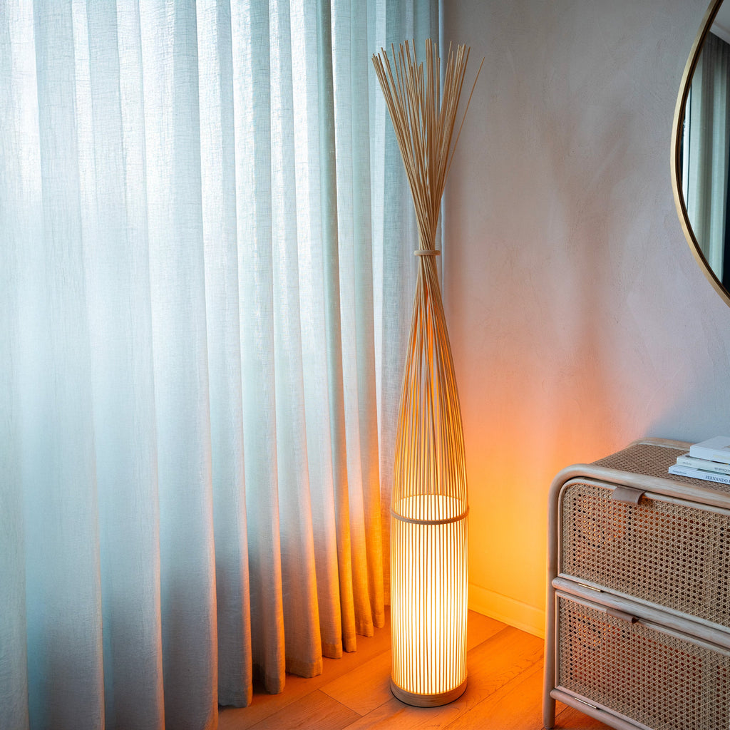 Huron - Lampadaire En Bambou Naturel