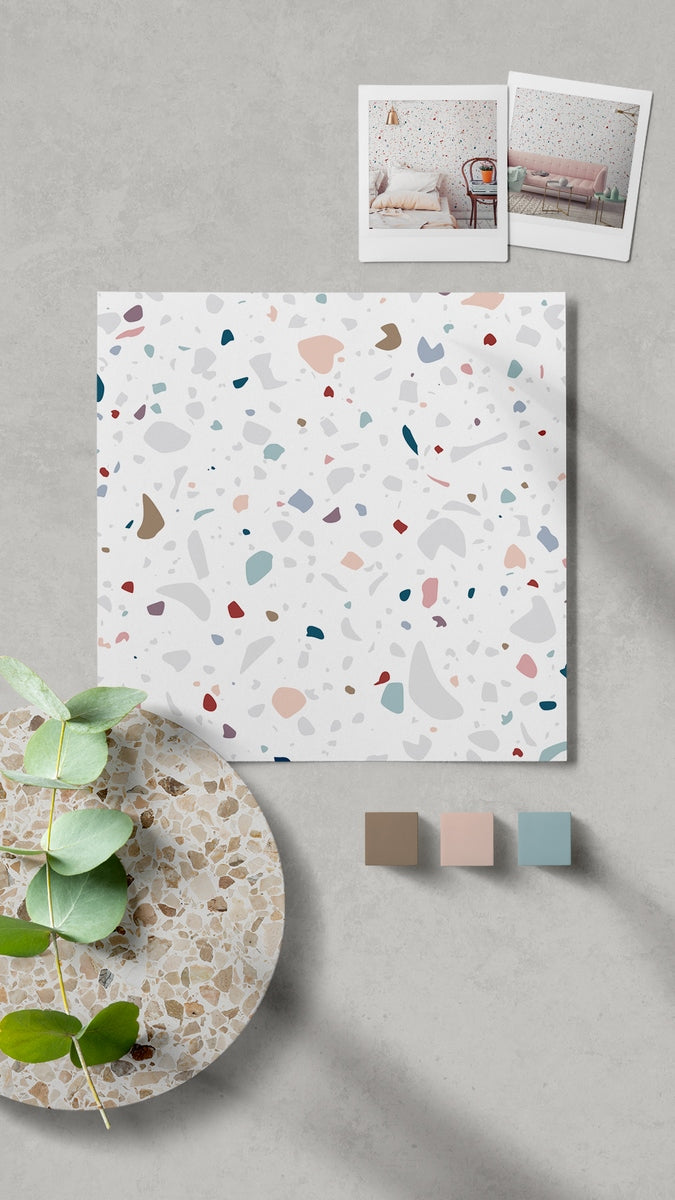 Rouleau Papier Peint Granite - Blanc Multicolore