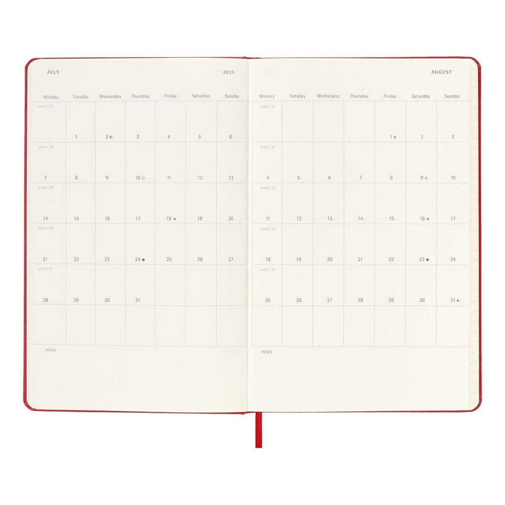Agenda 12 Mois Classique Large 13X21 - Journalier - Rouge Écarlate