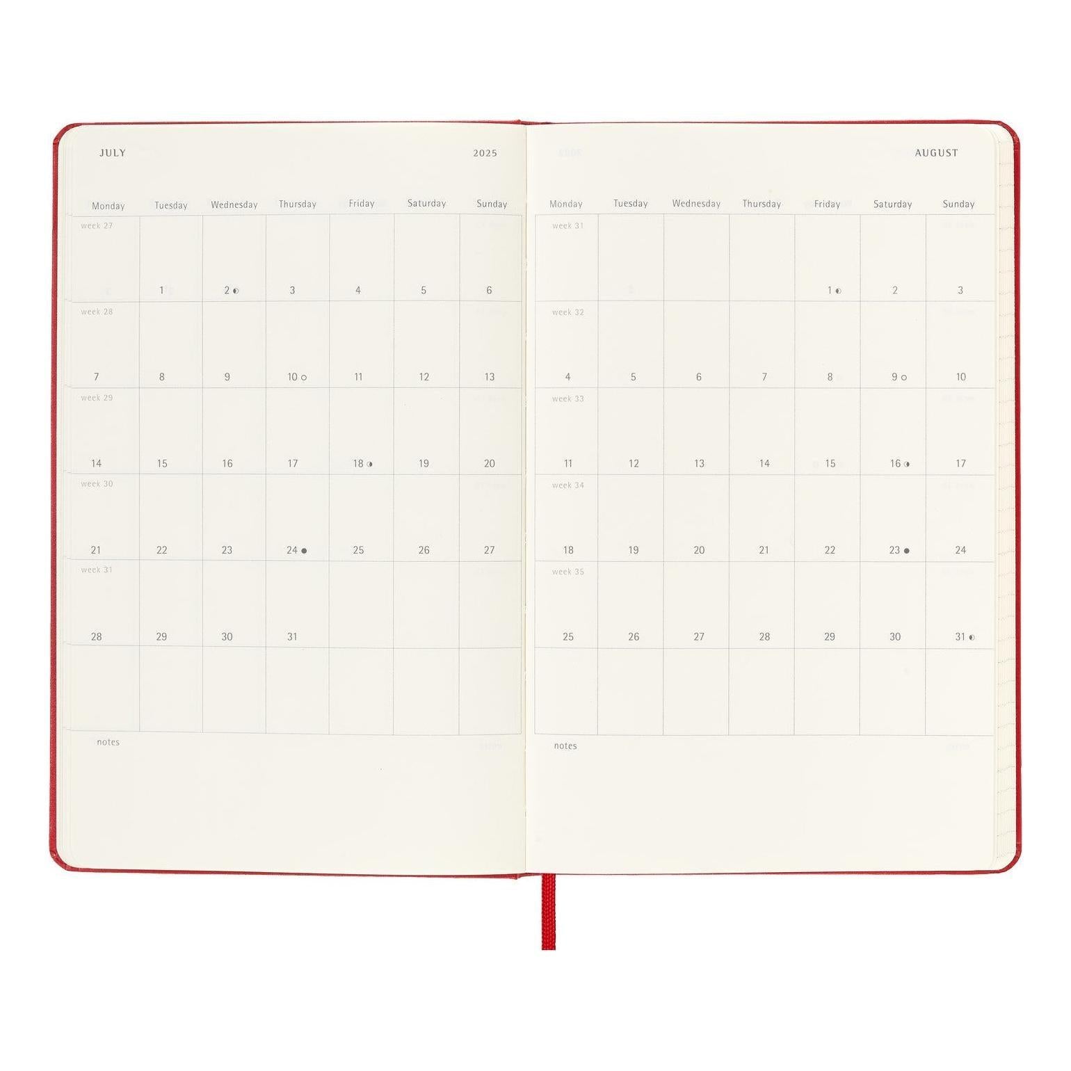 Agenda 12 Mois Classique Large 13X21 - Journalier - Rouge Écarlate