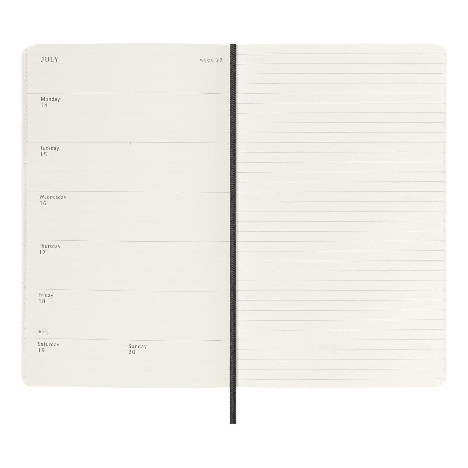 Agenda 18 Mois Classique Large 13X21 - Carnet Hebdomadaire - Noir