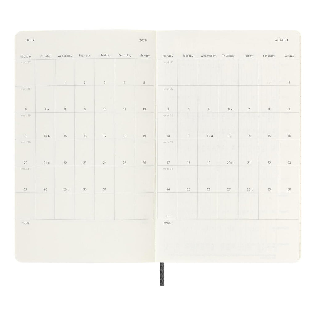 Agenda 18 Mois Classique Large 13X21 - Carnet Hebdomadaire - Noir