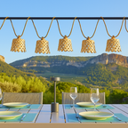 Noya - Guirlande Solaire Hybride - Bambou - Beige