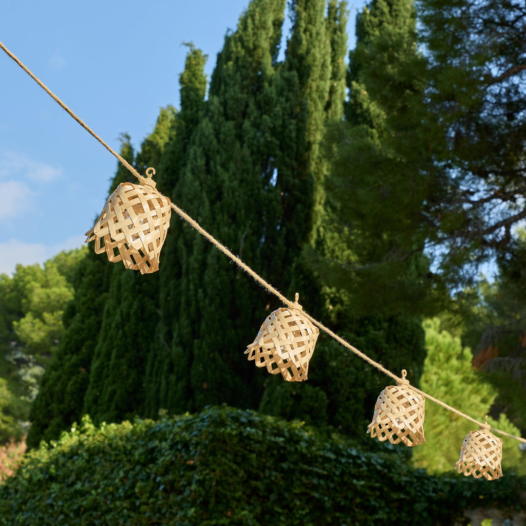 Noya - Guirlande Solaire Hybride - Bambou - Beige