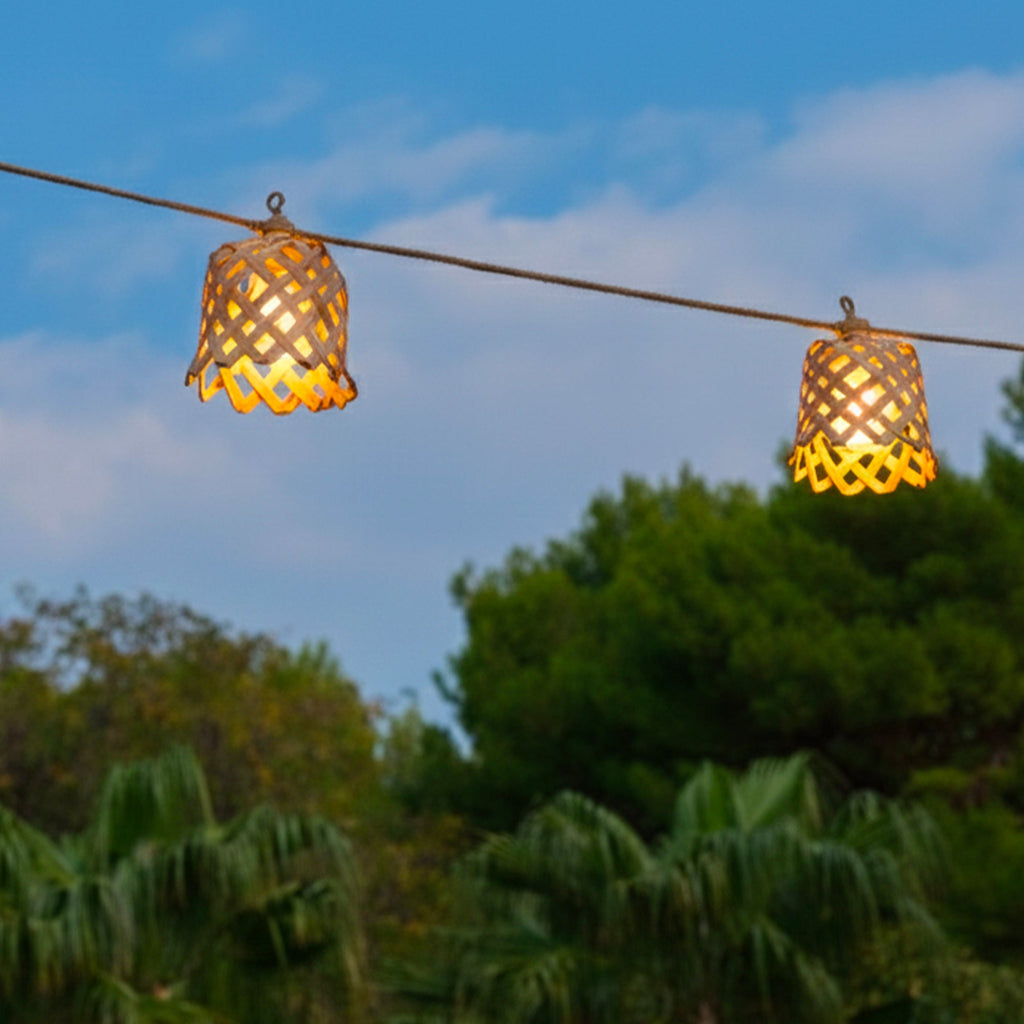 Noya - Guirlande Solaire Hybride - Bambou - Beige