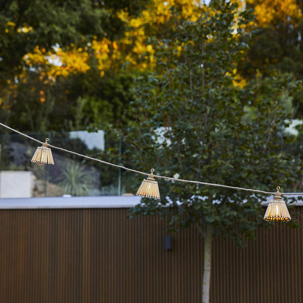Natura - Hybrid Solar String Lights - Wood - Beige