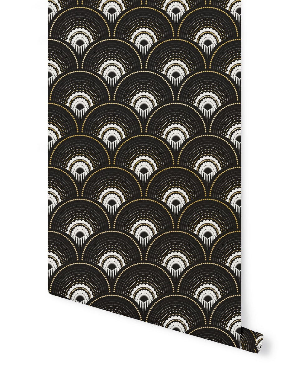 Rollo de Papel Pintado Han'I - Negro Dorado