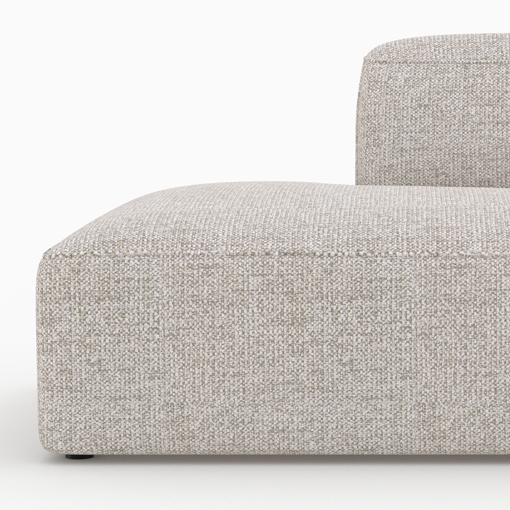 Hestia - Canapé D'Angle Droit Modulable, Tissu Beige 4 Places, 2 Poufs