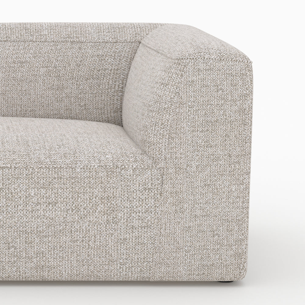 Hestia - Canapé D'Angle Gauche Modulable, Tissu Beige 4 Places, 2 Poufs