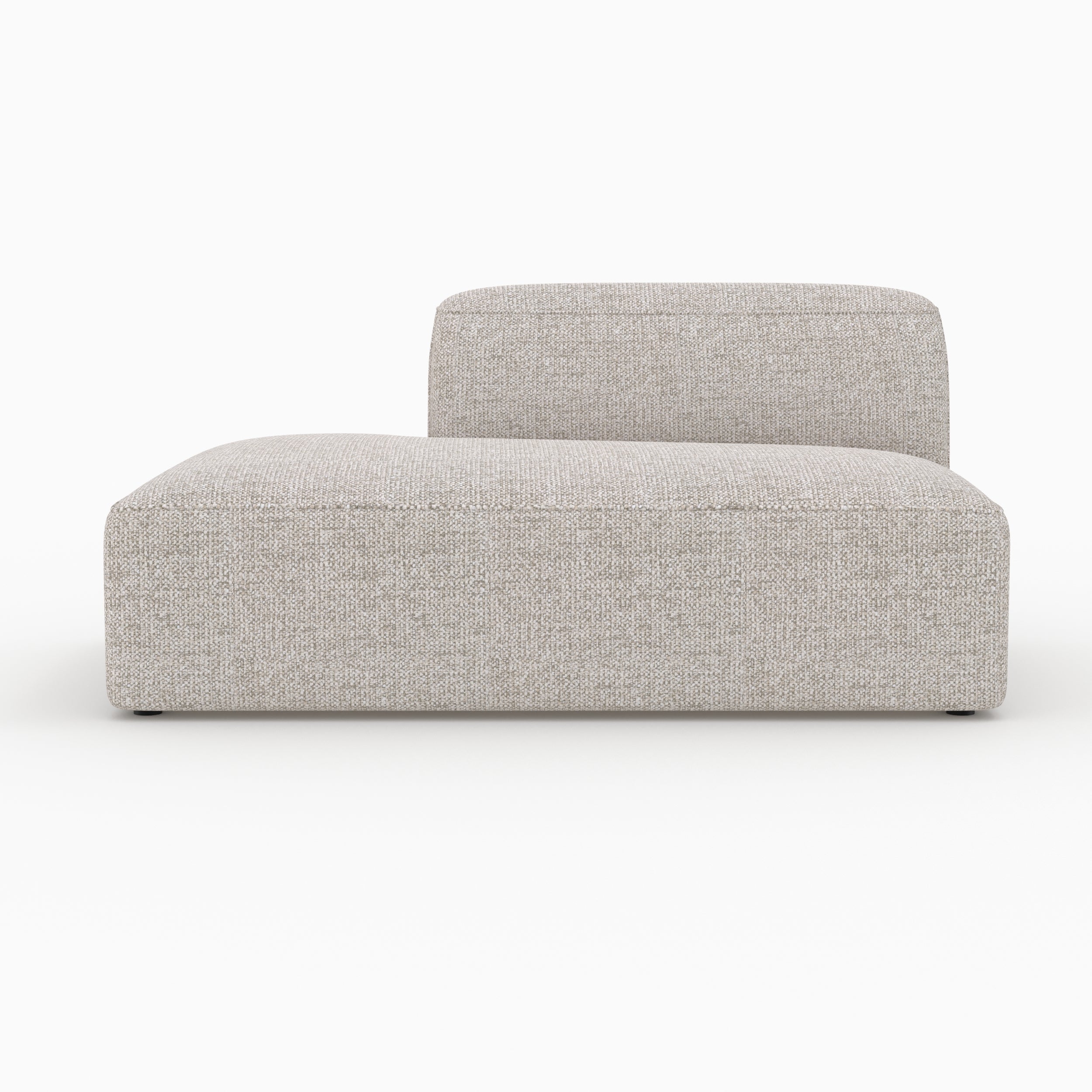 Hestia - Canapé D'Angle Droit Modulable, Tissu Beige 4 Places, 2 Poufs