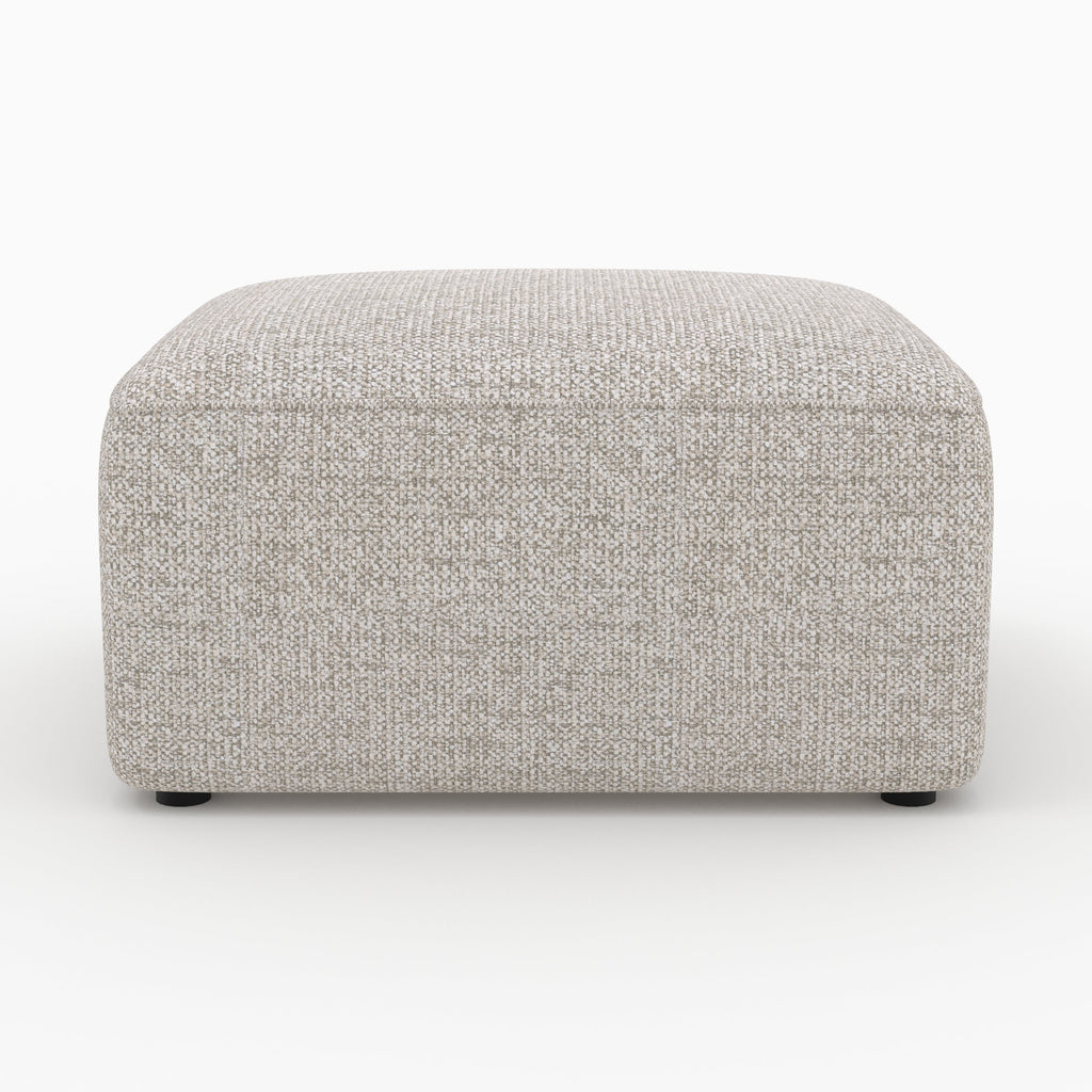 Hestia - Canapé D'Angle Gauche Modulable, Tissu Beige 4 Places, 2 Poufs