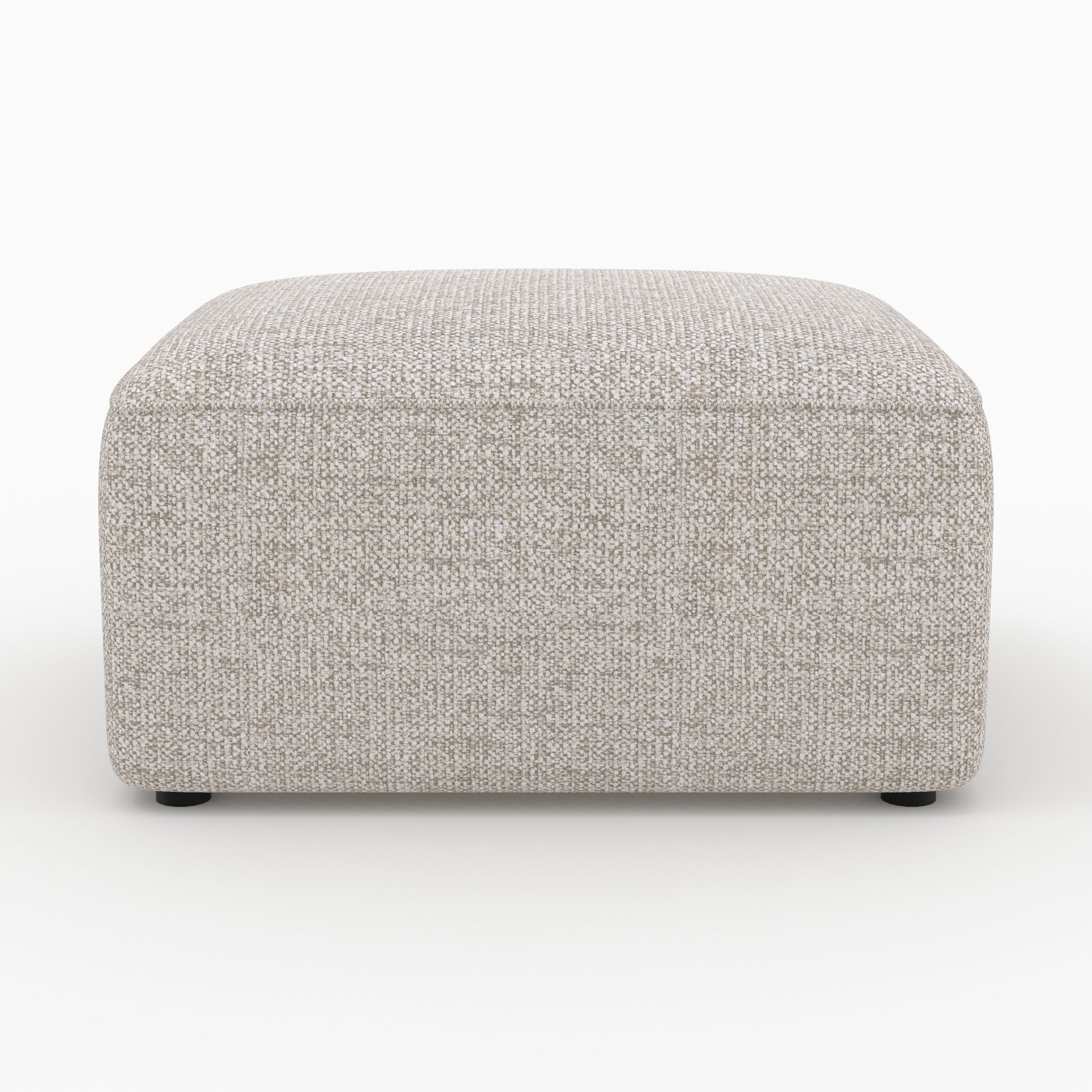 Hestia - Canapé D'Angle Gauche Modulable, Tissu Beige 4 Places, 2 Poufs