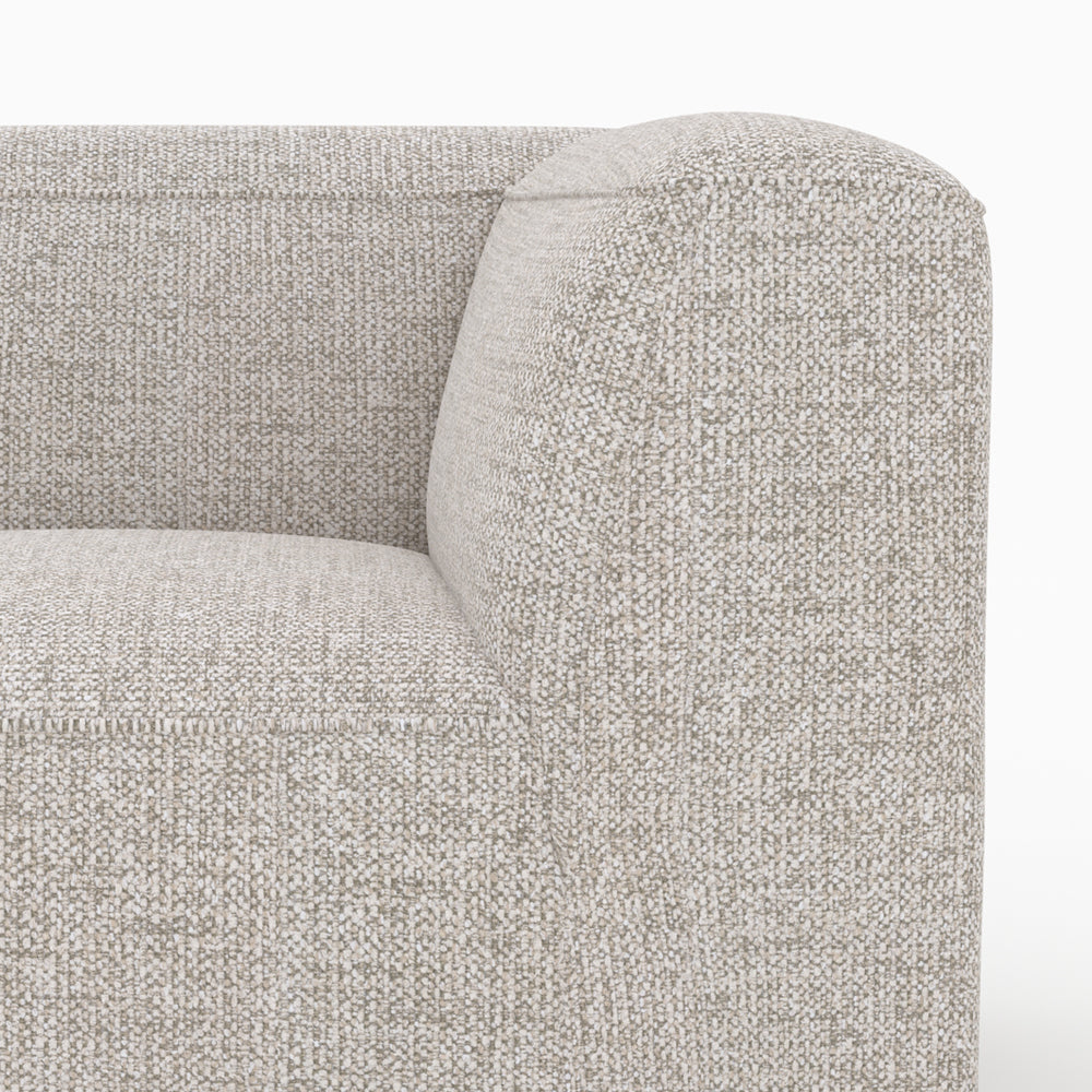 Hestia - Canapé Modulable En Tissu Beige 2 Places Avec Pouf