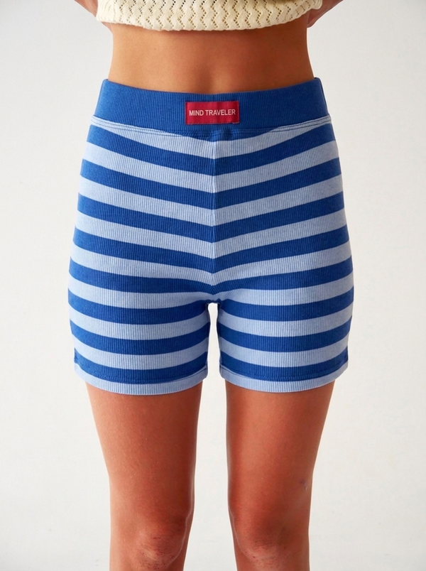 Núria Pantalón Corto Celeste Y Azul