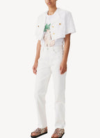Ganni - Jeans Droit Taille Haute - Bright White - Femme