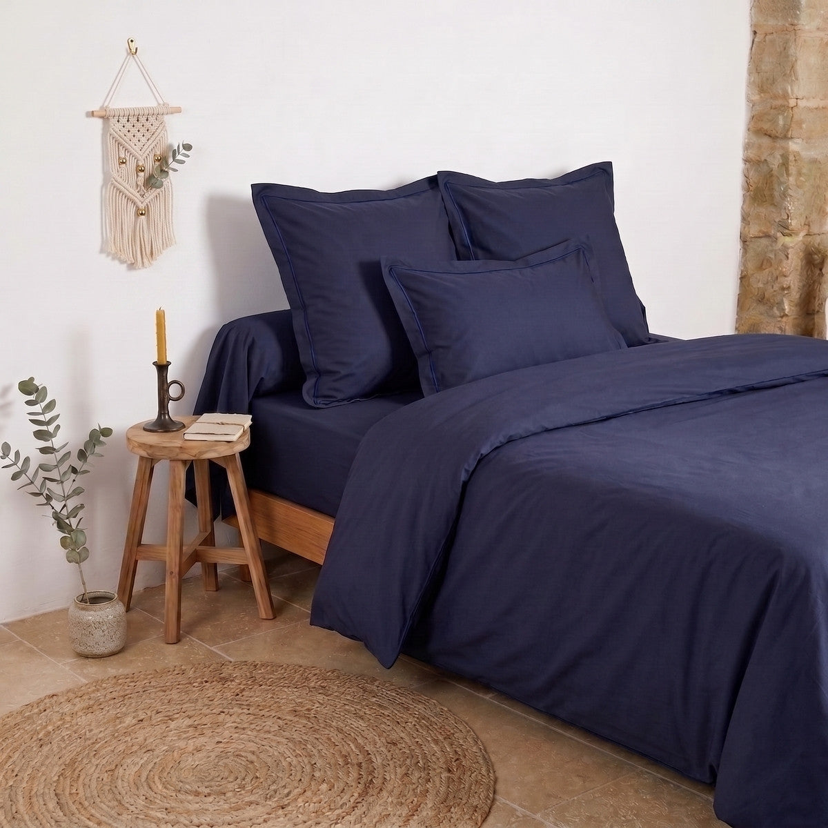 Uni Percale - Housse Couette - Marine