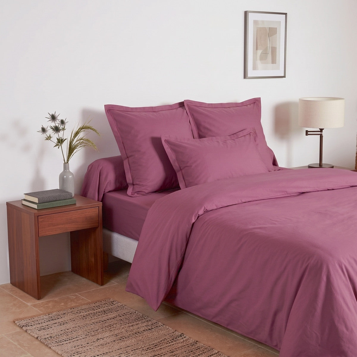 Uni Percale - Housse Couette - Prune