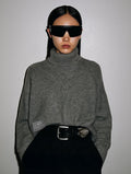 Pull À Col Roulé En Laine - Gris Chiné Foncé