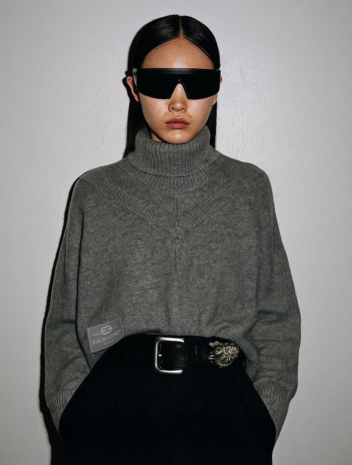 Pull À Col Roulé En Laine - Gris Chiné Foncé