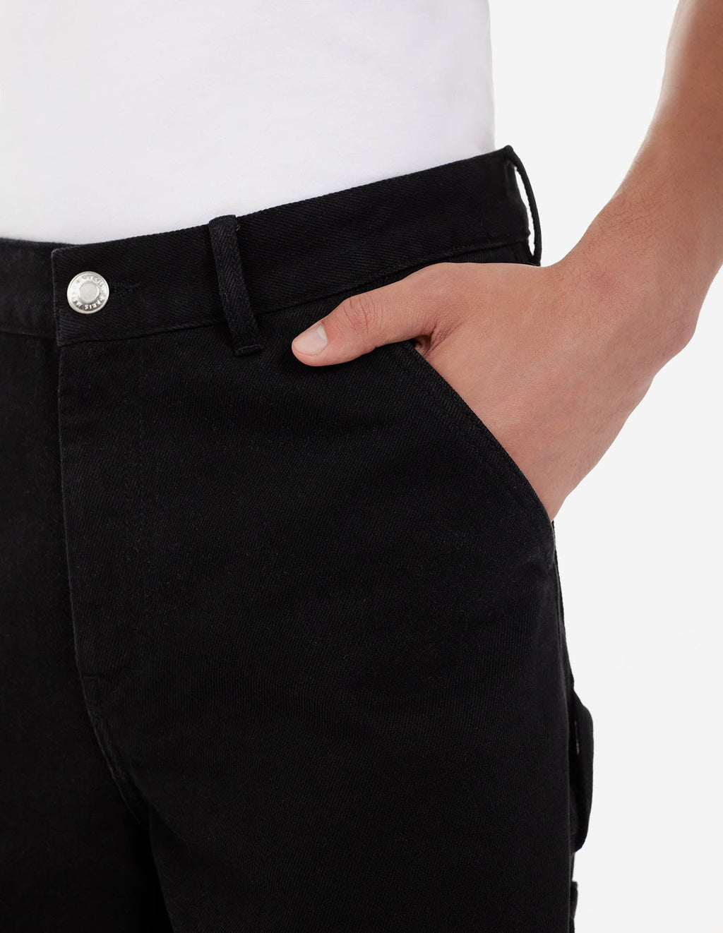 Café Denim Worker Trousers - Black