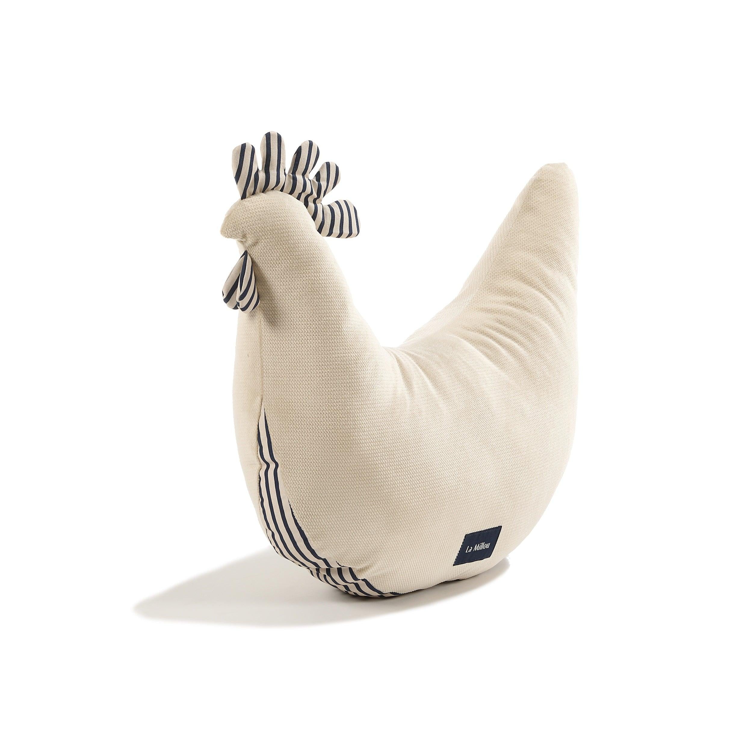 Cojín Gallina de la Abuela de Algodón Terciopelo Dany - Rayas Azul Marino