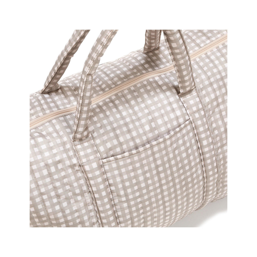 Nylon Weekend Bag - Beige Gingham