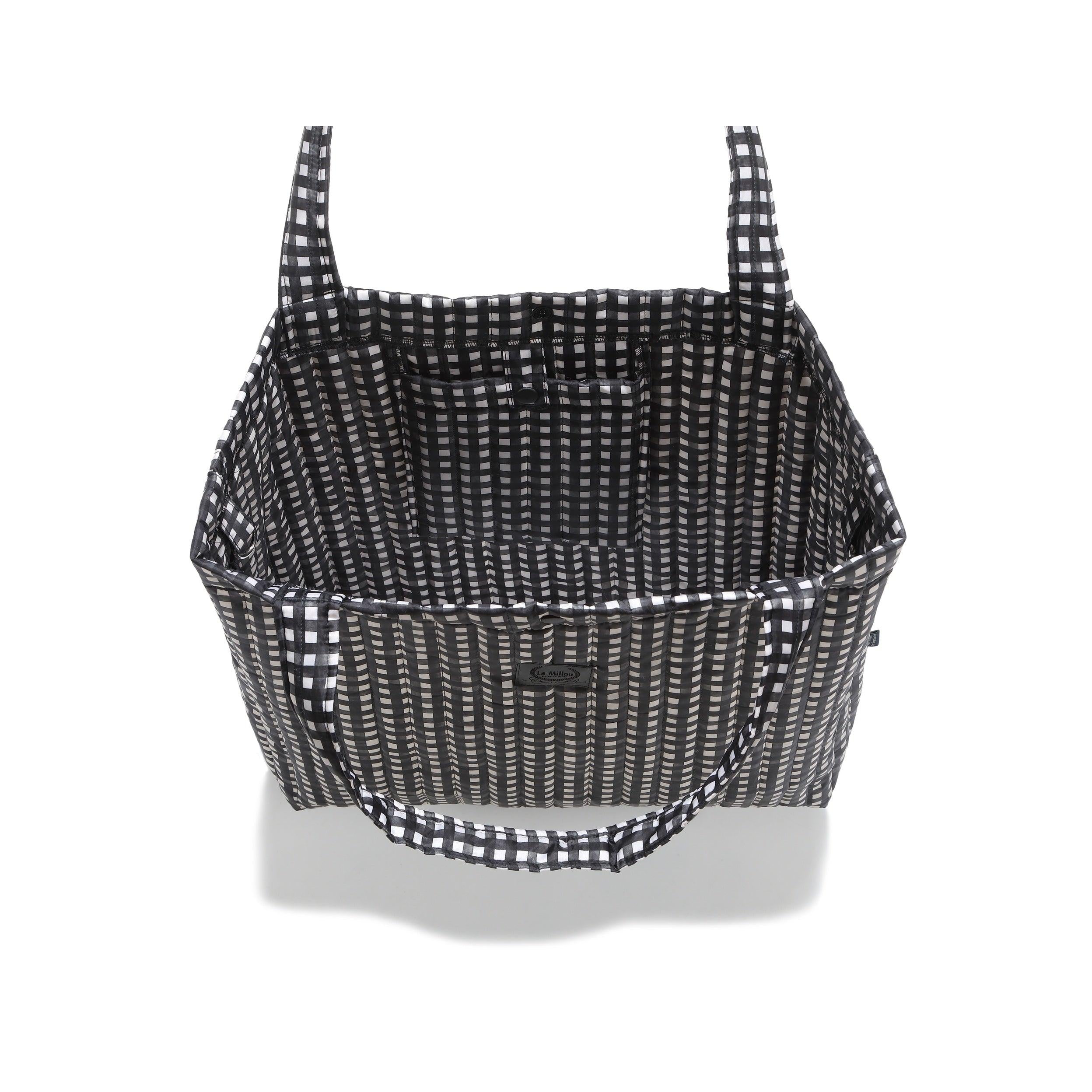 Bolso Shopper De Nylon - Vichy Negro