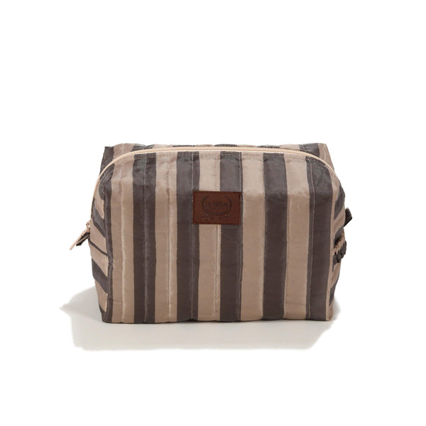 Trousse en Nylon - Rayures Marron