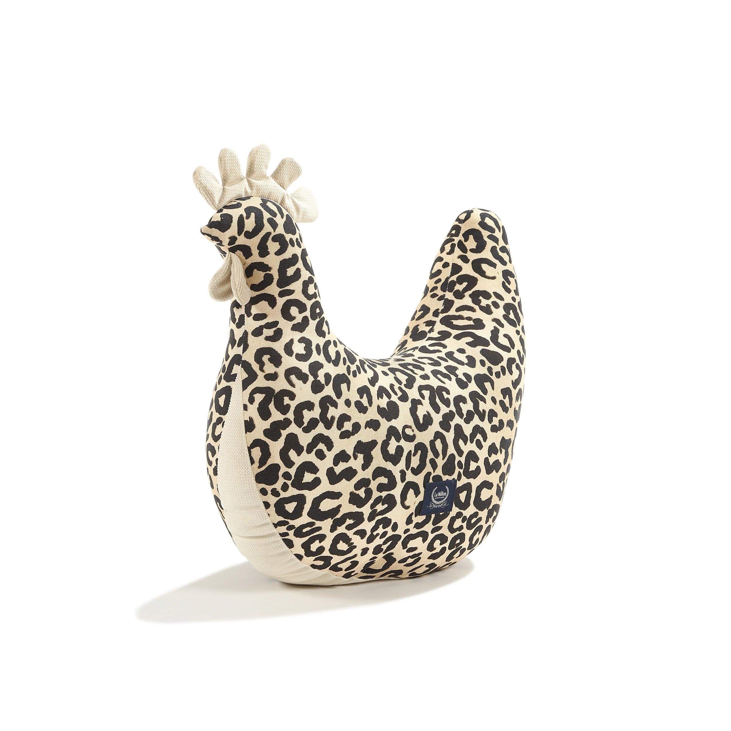Dany Bamboo Grandma's Hen Cushion - Cream Leopard by Magdalena Lamparska